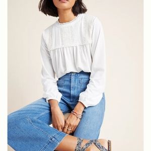 Zara embroidery cotton blouse top